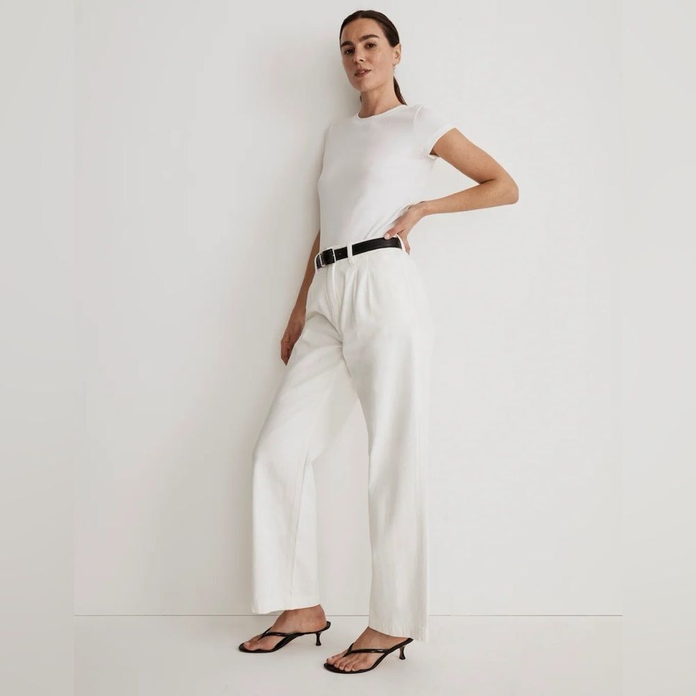 NWT Madewell The Harlow Wide Leg High Waist Baggy Jeans in Tile White